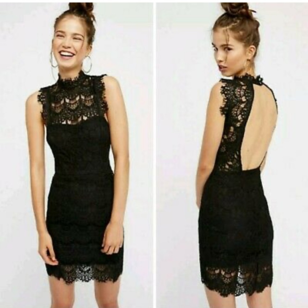 Free People Daydream Black Bodycon Lace Dress